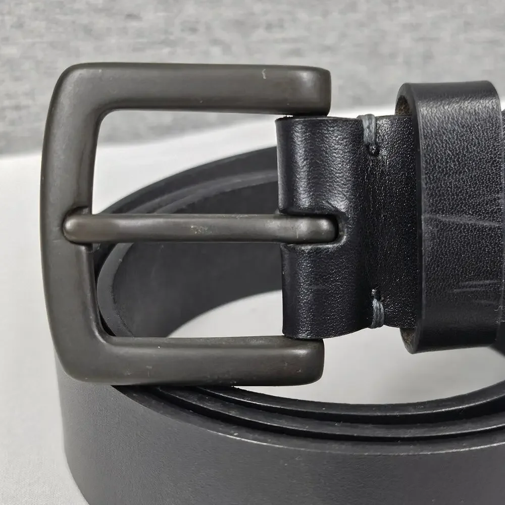TIMBERLAND BLACK GENUINE LEATHER BELT – CLASSIC METAL BUCKLE – SIZE FITS 40–44